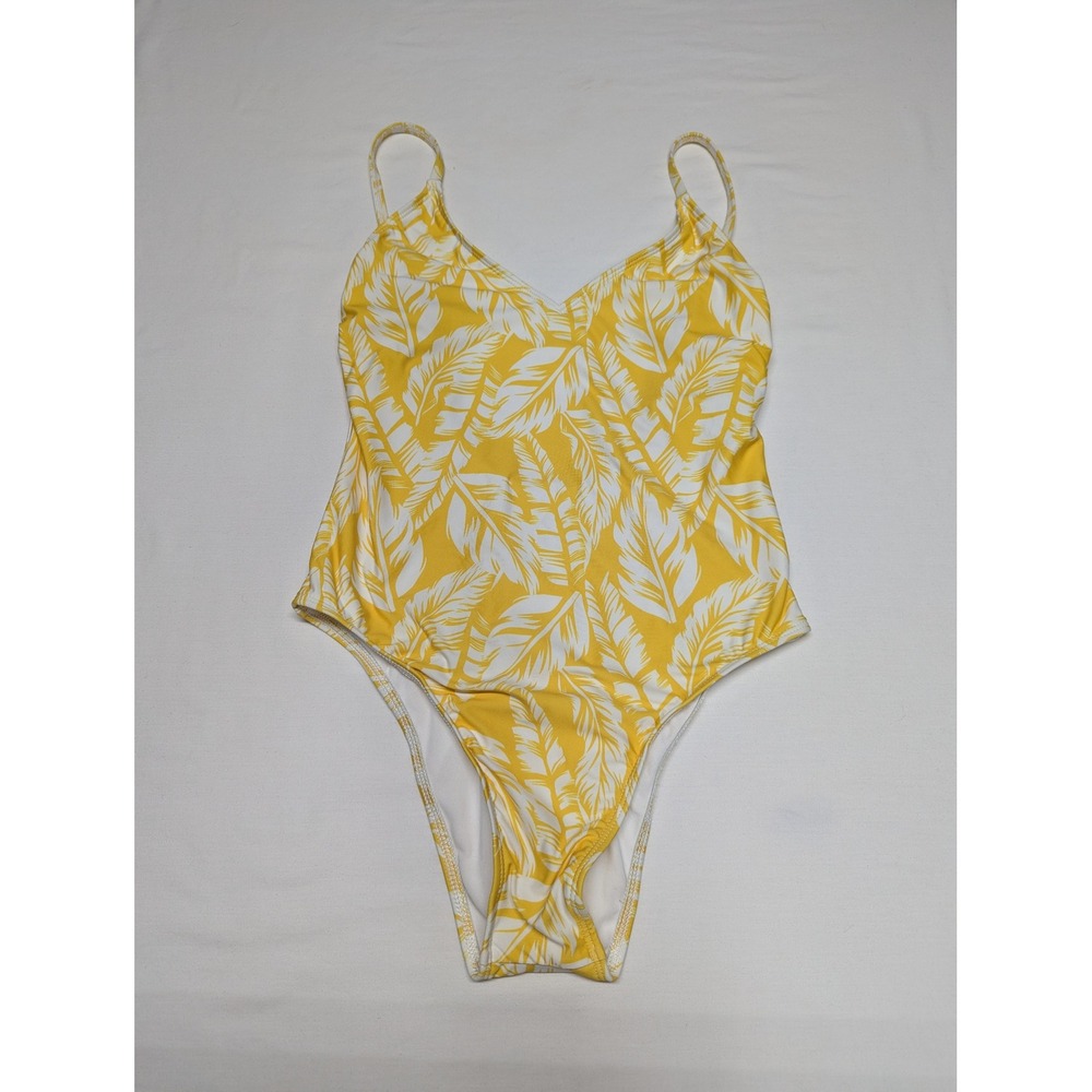 VYB Vix Beattie Yellow White Palm Leaf One Piece Swimsuit VB57660 Small Mens